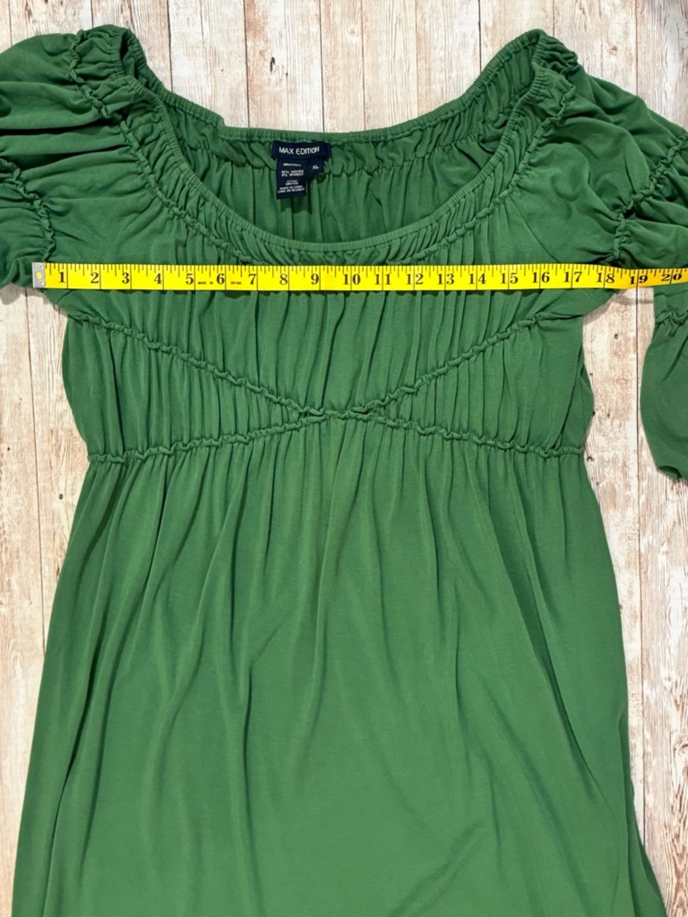 Max Edition Olive Green Ruched Midi Dress - Picture 4 of 7